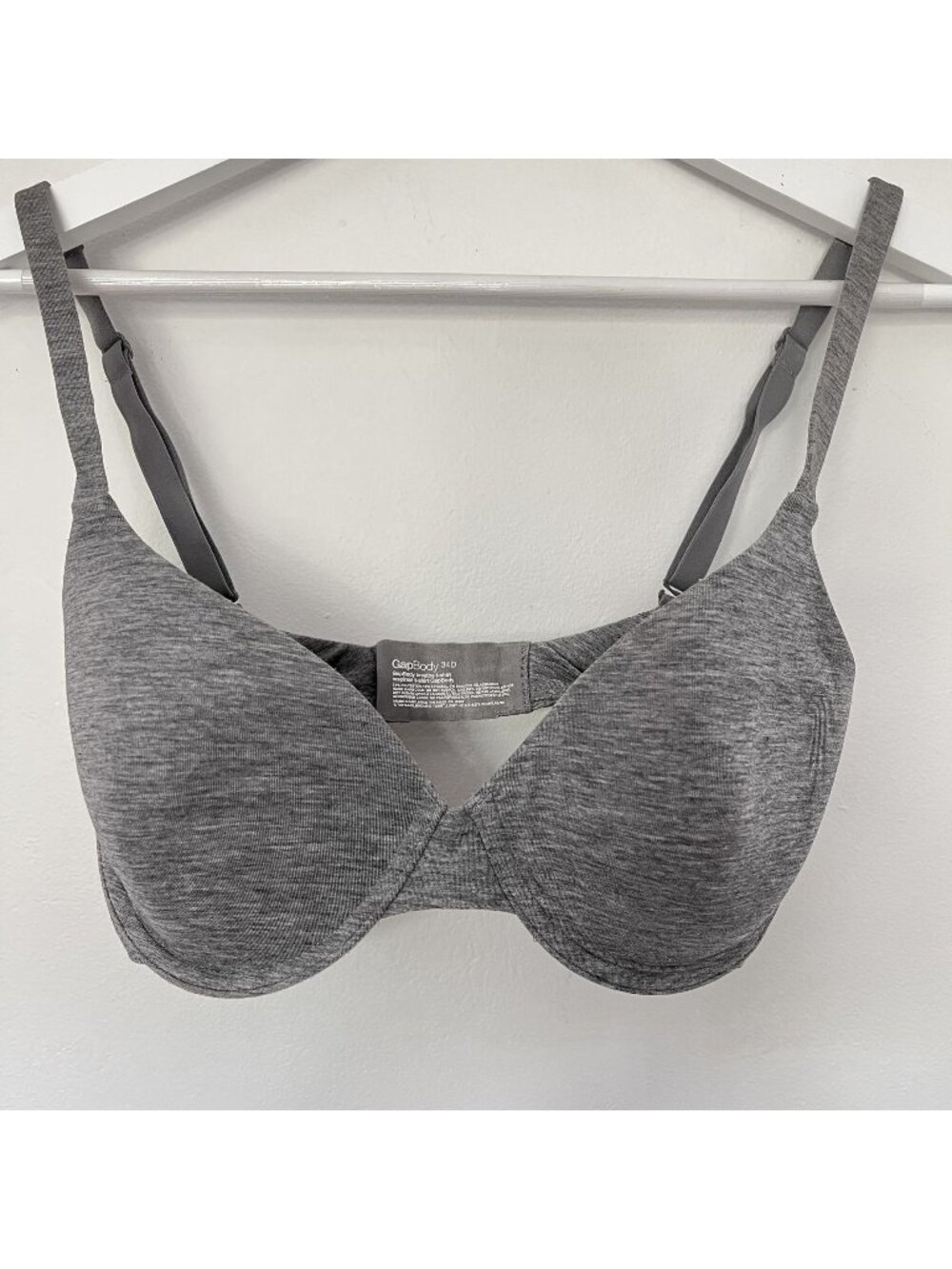 Gap Body Heather Gray Breathe Underwire T-Shirt Bra Sz 34D Soft Comfortable EUC